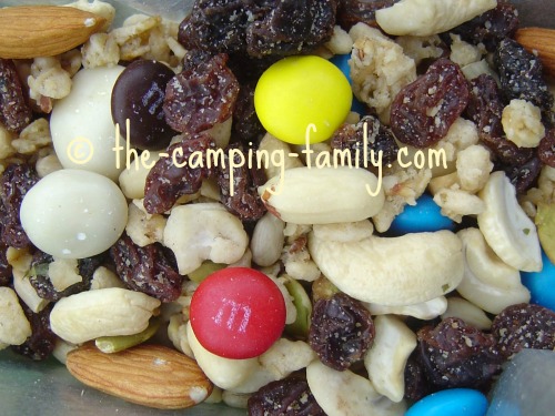 trail mix with M&Ms