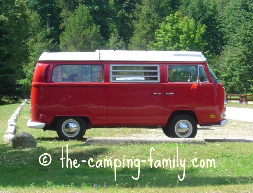 red Westfalia camper