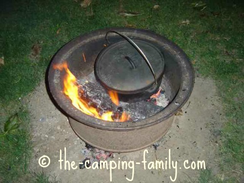 Dutch oven in campfire ring