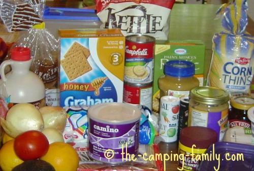 camping food on table