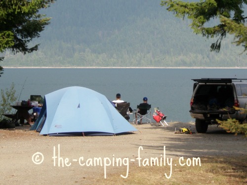 tent beside lake
