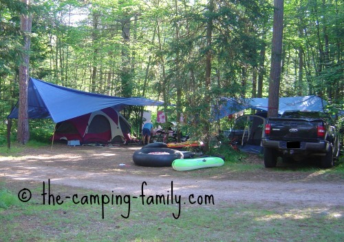 truck and tent in campsite