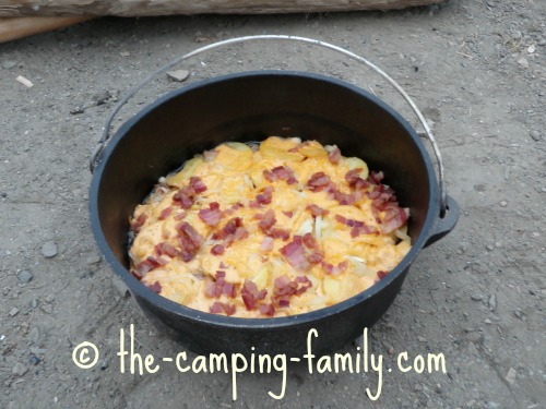 cooked Layered Supper in Dutch oven