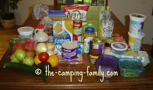camping food on table