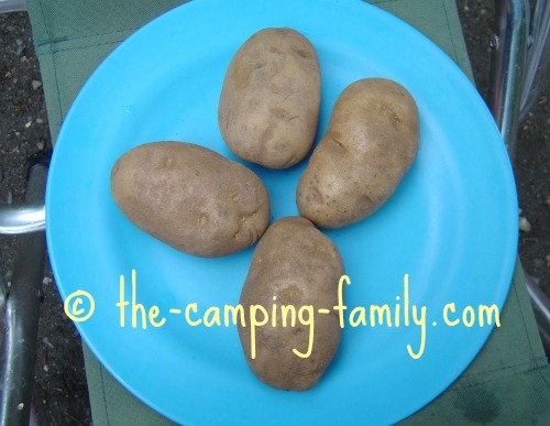 four potatoes on a plate