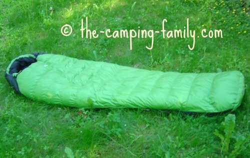 green mummy sleeping bag