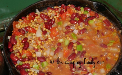 easy lentil meal in skillet