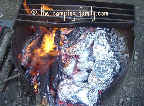 tin foil dinners in the coals