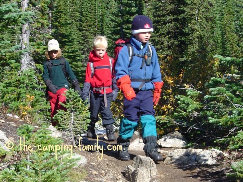 3 small boys hiking