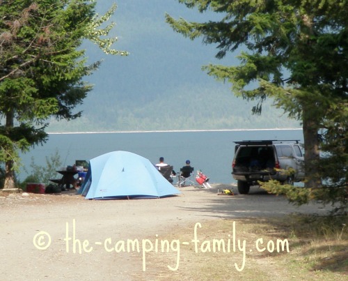 3 season tent beside the lake