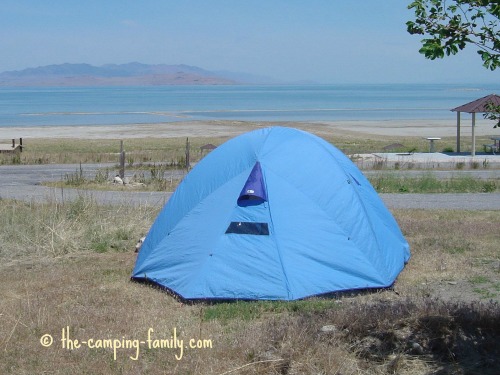 tent overlooking Great Salt Lake