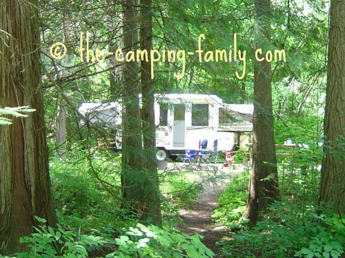 tent camper in the woods