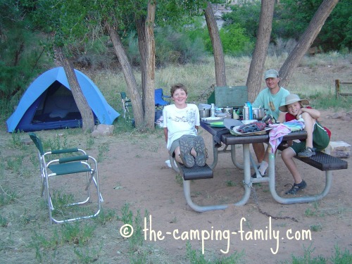 family camping in BLM campsite