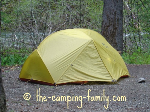 tent with yellow fly