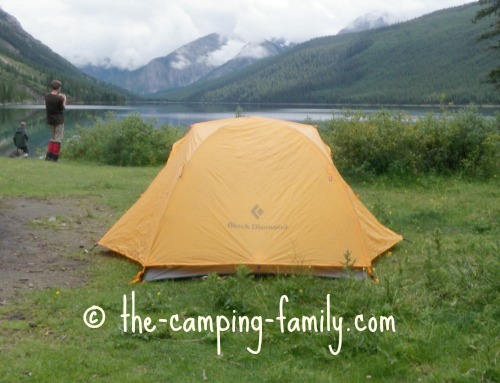 tent beside lake